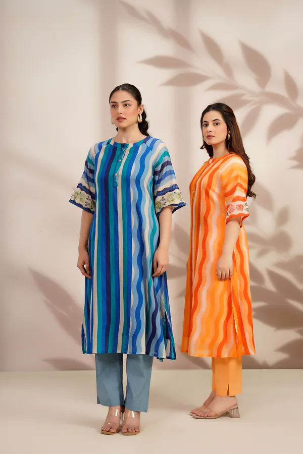 Blue_Cotton_A-Line_Wavy_Stripe_Printed_Kurta_For_Women