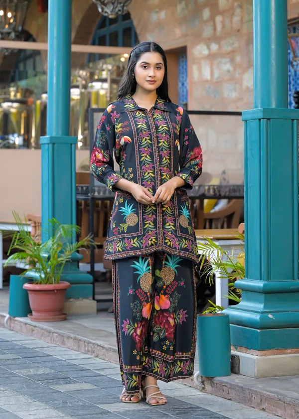 Black_Cotton_Printed_Collared_Straight_Co-Ord_Set_For_Women