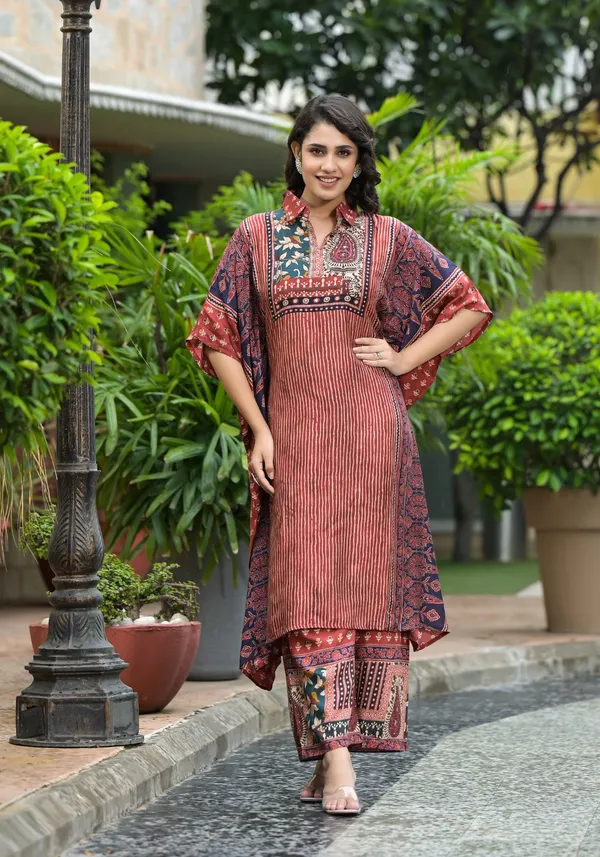 Brown_Cotton_Silk_Kaftan_For_Women