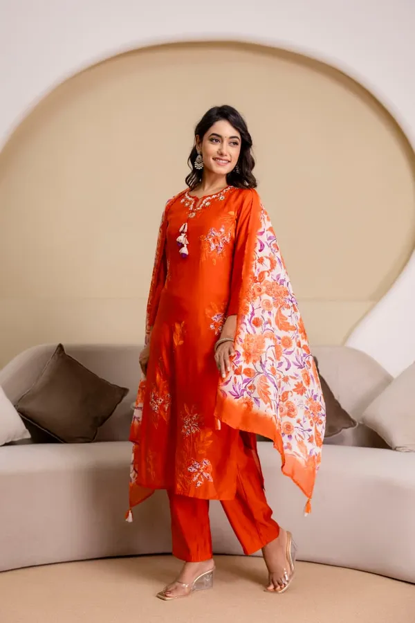 Rust_Mul_Chanderi_Three_Piece_Suit_Set_For_Women