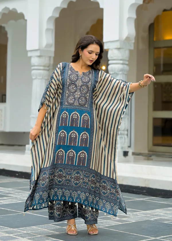 Multicolor_Cotton_Silk_Kaftan_For_Women