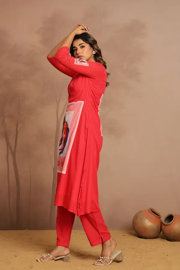 Red_Cotton_Printed_Straight_Kurta_Pant_Set_For_Women