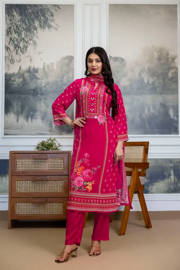 Pink_Cotton_Floral_Print_Mirror_Work_Straight_Kurta_Set_For_Women
