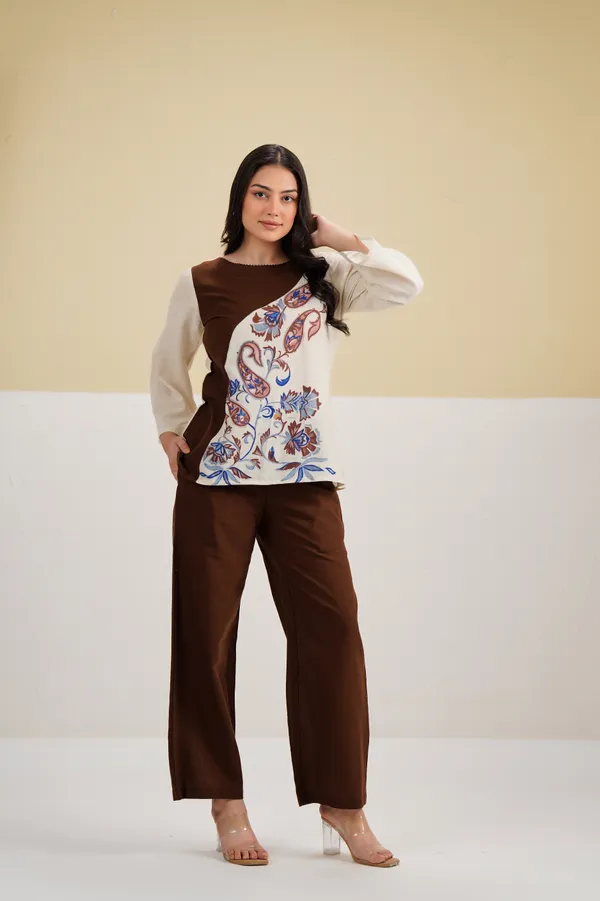 Brown_Cream_Cotton_Printed_Relaxed_Co-Ord_Set_For_Women
