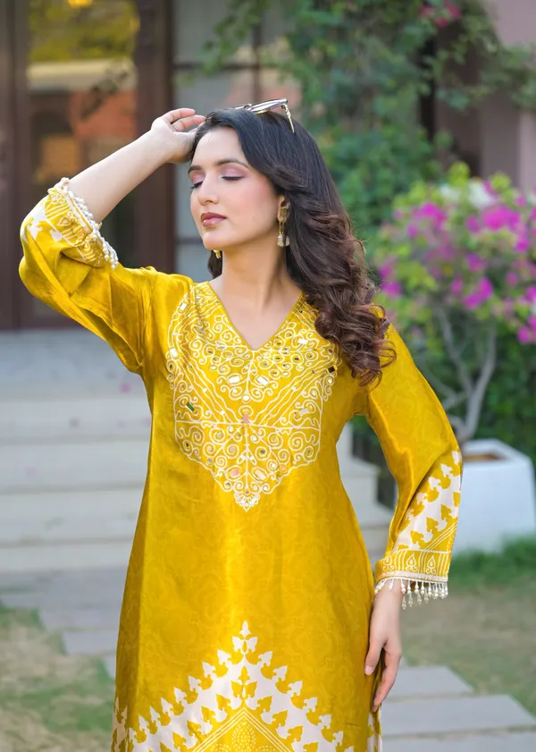 Yellow_Crepe_A-Line_Mirror_Work_Embroidered_Printed_Kurta_For_Women