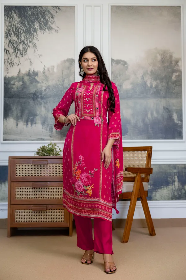 Pink_Cotton_Floral_Print_Mirror_Work_Straight_Kurta_Set_For_Women