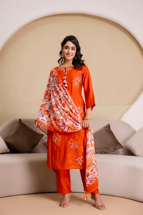 Rust_Mul_Chanderi_Three_Piece_Suit_Set_For_Women