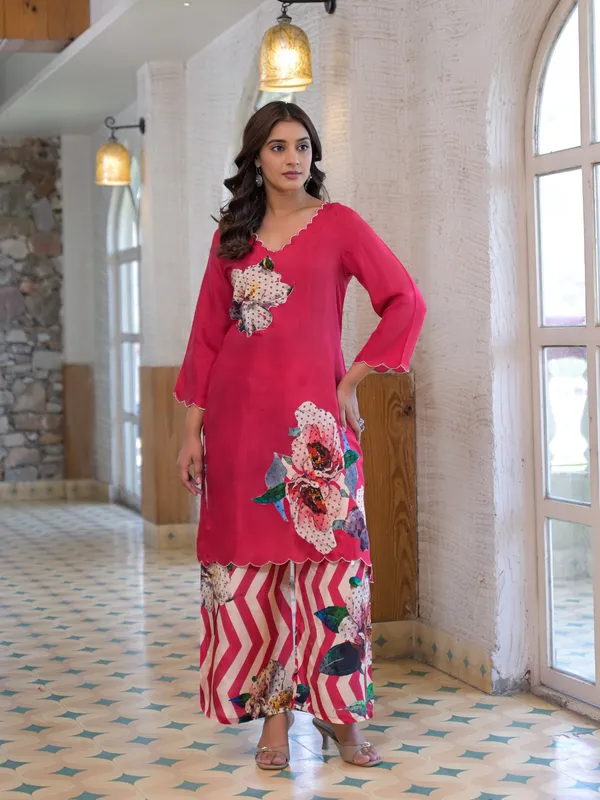 Pink_Cotton_Floral_Print_Scalloped_Kurta_Palazzo_Set_For_Women
