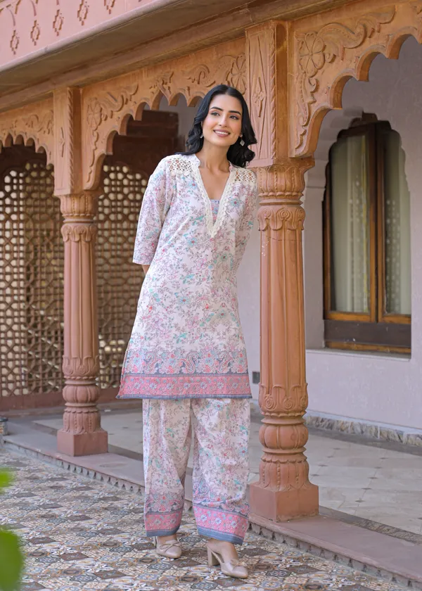 White_Cotton_Floral_Print_Straight_Kurta_Palazzo_Set_For_Women