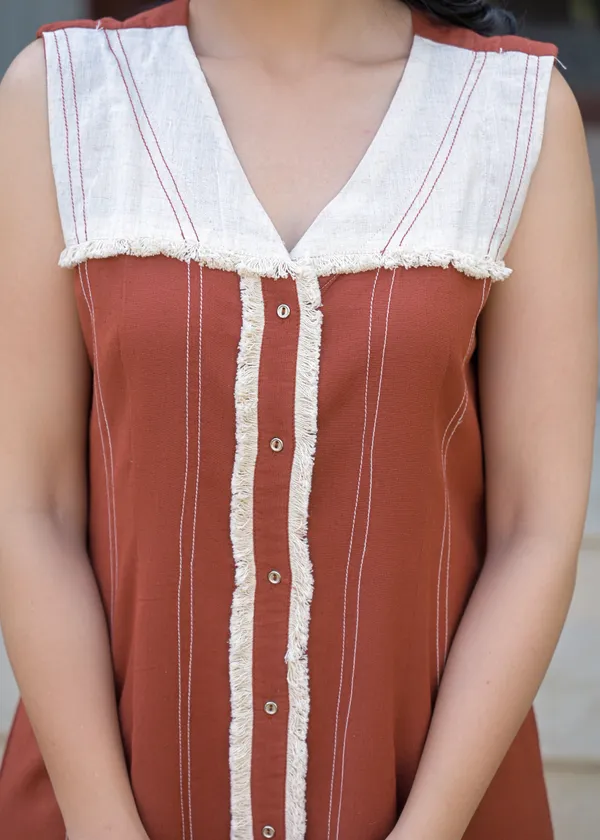 Rust_White_Cotton_Sleeveless_Kurta_Palazzo_Set_For_Women