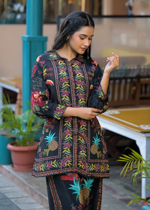 Black_Cotton_Printed_Collared_Straight_Co-Ord_Set_For_Women