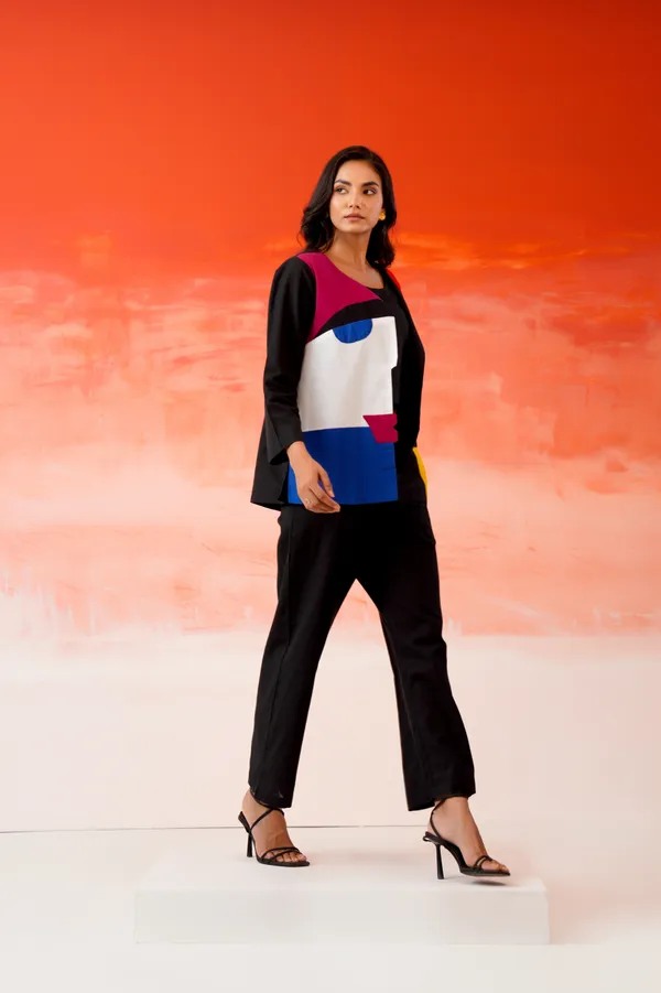 Black_Cotton_Colour_Block_Kimono_Jacket_Co-Ord_Set_For_Women
