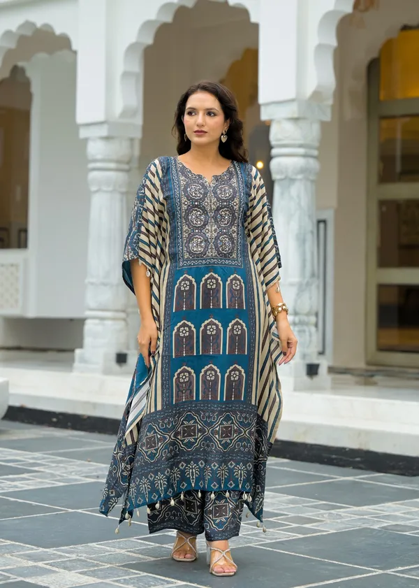 Multicolor_Cotton_Silk_Kaftan_For_Women