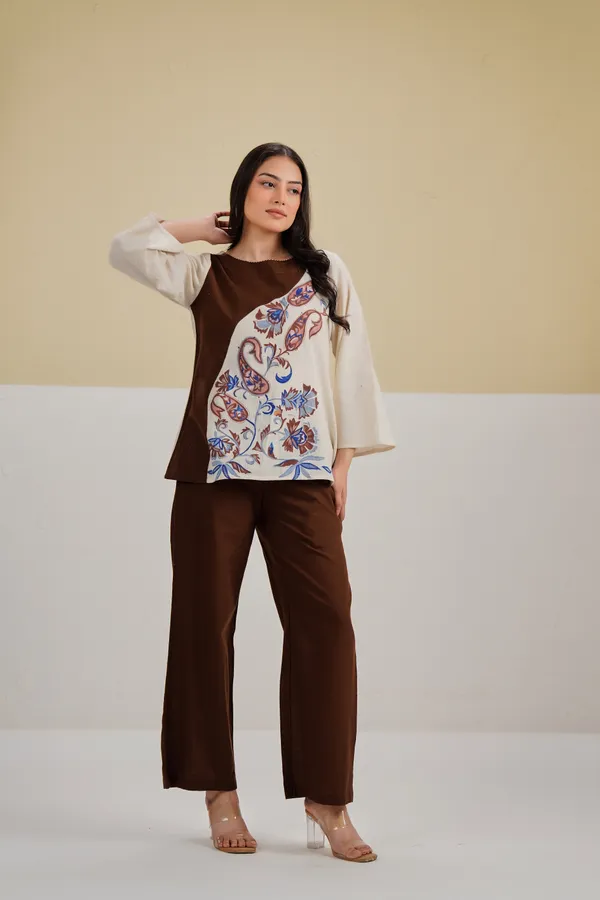 Brown_Cream_Cotton_Printed_Relaxed_Co-Ord_Set_For_Women