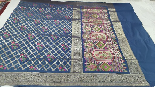 Blue_Katan_Silk_Zari_Jaal_Floral_Woven_Banarasi_Saree_For_Women