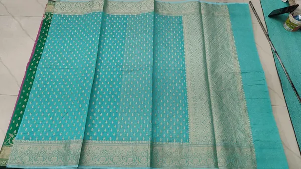 Turquoise_Cotton_Silk_Zari_Woven_Banarasi_Saree_For_Women