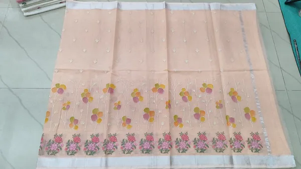 Peach_Kota_Silk_Floral_Print_Zari_Border_Saree_For_Women