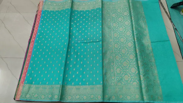 Turquoise_Cotton_Silk_Zari_Woven_Banarasi_Saree_For_Women