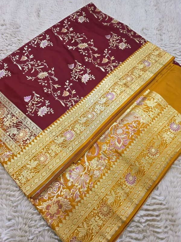 Maroon_Mustard_Mashru_Silk_Zari_Woven_Banarasi_Saree_For_Women