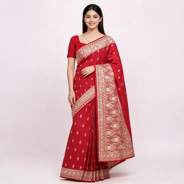 Red_Mashru_Silk_Zari_Woven_Border_Banarasi_Saree_For_Women