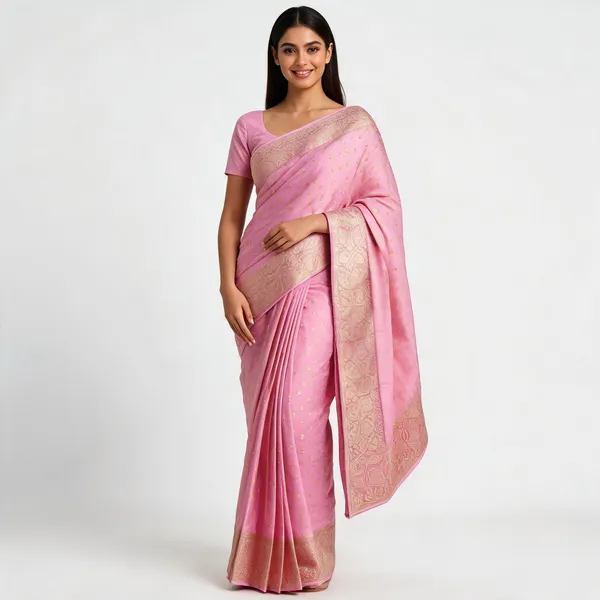 Pink_Cotton_Silk_Banarasi_Woven_Border_Saree_For_Women