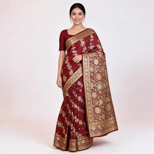 Maroon_Mashru_Silk_Zari_Floral_Woven_Banarasi_Saree_For_Women