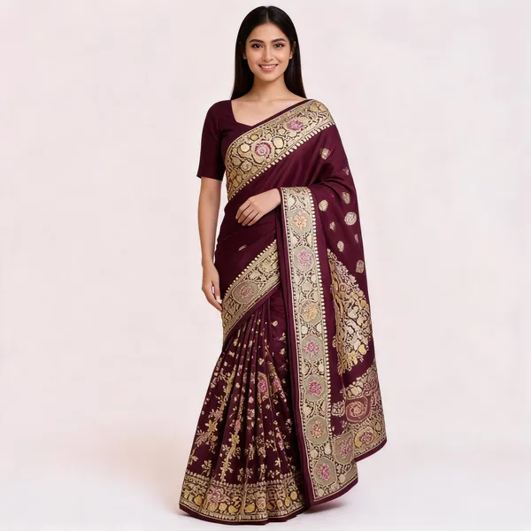 Wine_Mashru_Silk_Zari_Woven_Floral_Banarasi_Saree_For_Women