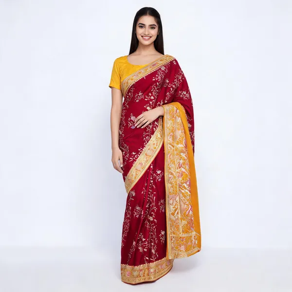 Maroon_Mashru_Silk_Zari_Woven_Floral_Banarasi_Saree_For_Women