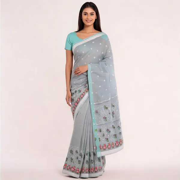 Grey_Kota_Silk_Embroidered_Floral_Border_Saree_For_Women