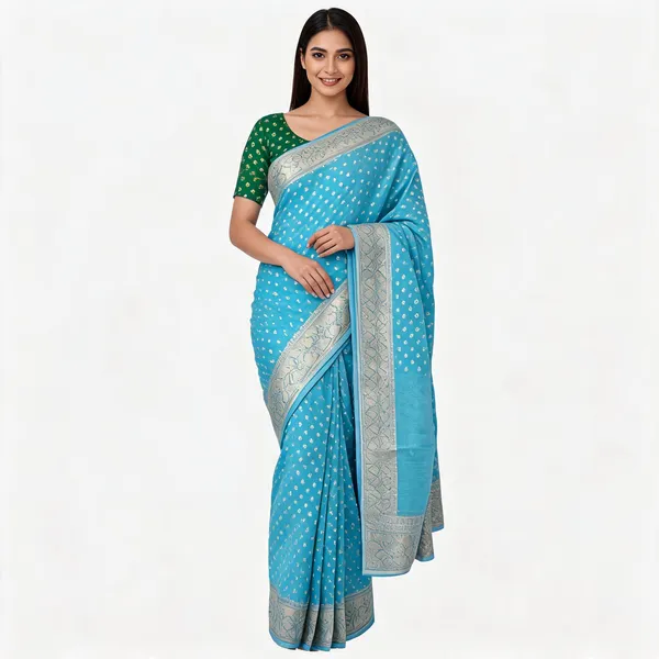 Sky_Blue_Cotton_Silk_Zari_Woven_Banarasi_Saree_For_Women
