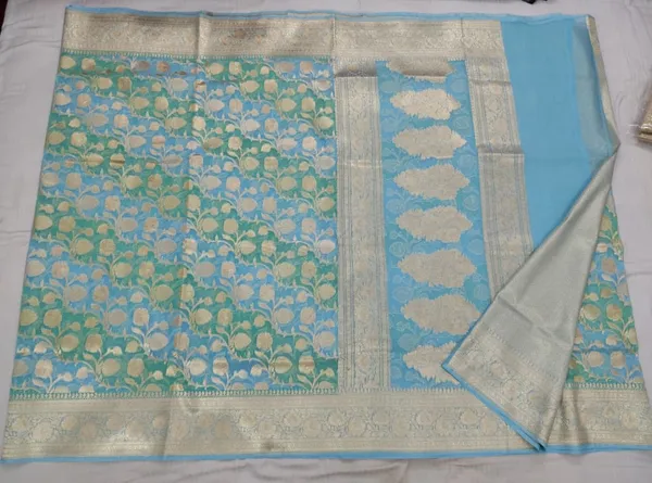 Sky_Blue_Green_Organza_Kora_Zari_Woven_Banarasi_Saree_For_Women