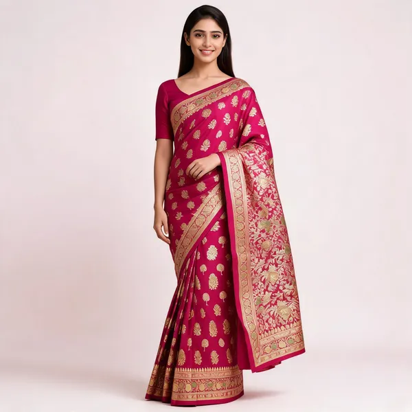 Pink_Mashru_Silk_Zari_Woven_Floral_Banarasi_Saree_For_Women