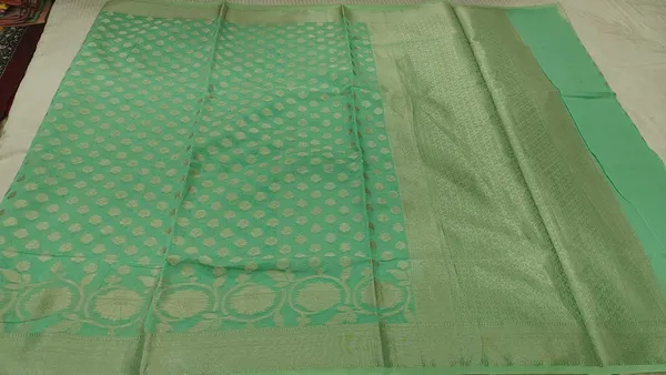 Green_Cotton_Chanderi_Silk_Zari_Motif_Banarasi_Saree_For_Women