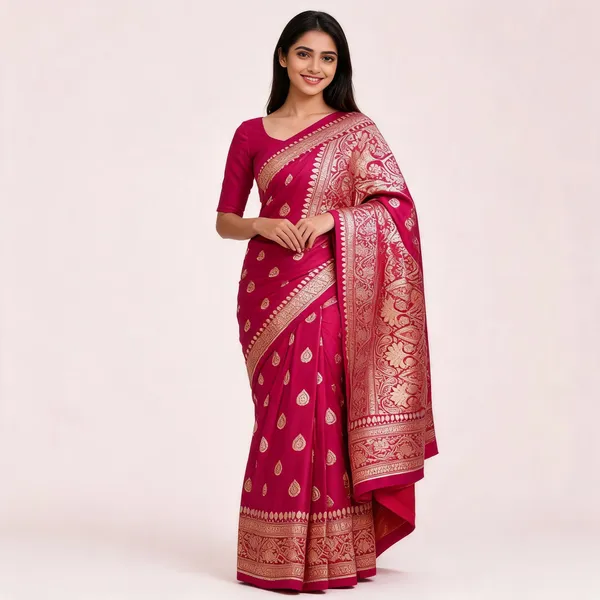 Pink_Mashru_Silk_Zari_Woven_Paisley_Banarasi_Saree_For_Women