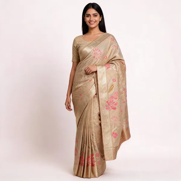Gold_Katan_Silk_Zari_Floral_Woven_Banarasi_Saree_For_Women