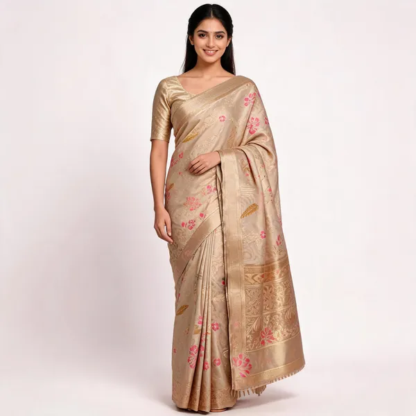 Gold_Katan_Silk_Zari_Floral_Woven_Banarasi_Saree_For_Women