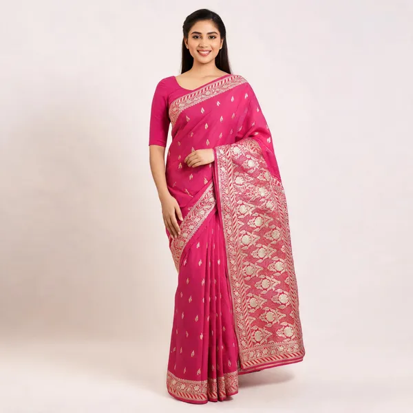 Pink_Mashru_Silk_Zari_Woven_Border_Banarasi_Saree_For_Women
