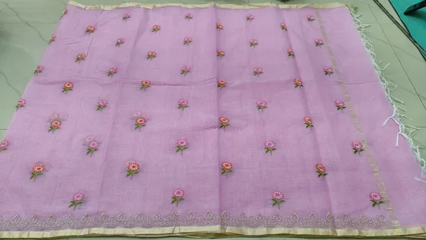 Lavender_Kota_Silk_Floral_Embroidered_Zari_Border_Saree_For_Women