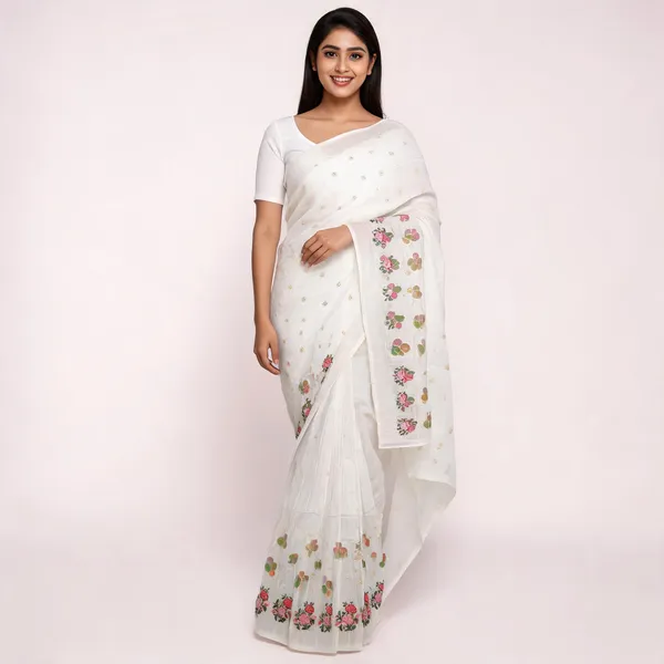 White_Kota_Silk_Floral_Embroidered_Saree_For_Women
