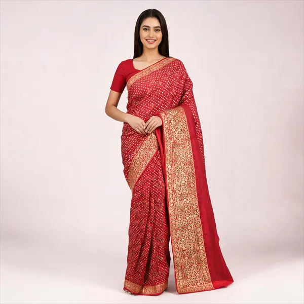 Red_Art_Katan_Silk_Zari_Border_Woven_Banarasi_Saree_For_Women