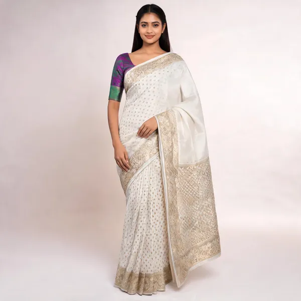 Off_White_Cotton_Silk_Zari_Woven_Banarasi_Saree_For_Women
