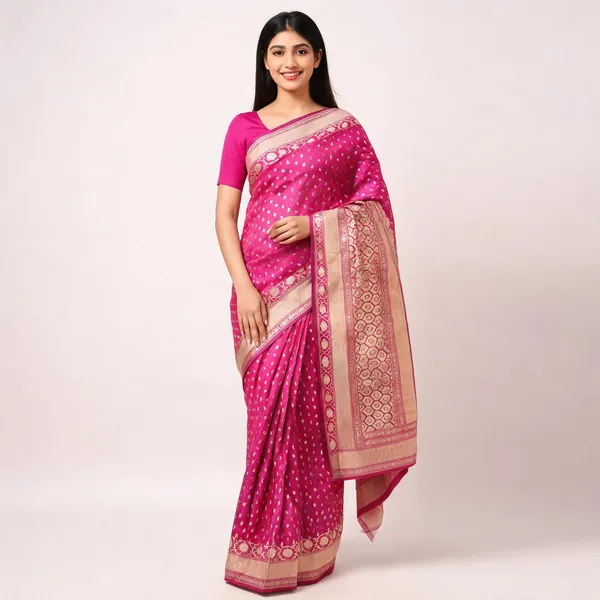Magenta_Cotton_Silk_Zari_Woven_Banarasi_Saree_For_Women