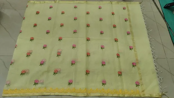 Yellow_Kota_Silk_Floral_Embroidered_Zari_Border_Saree_For_Women