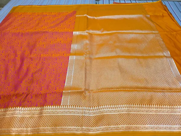 Orange_Mashru_Silk_Zari_Woven_Floral_Banarasi_Saree_For_Women