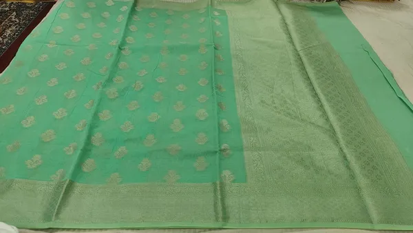 Green_Cotton_Chanderi_Silk_Zari_Motif_Banarasi_Saree_For_Women