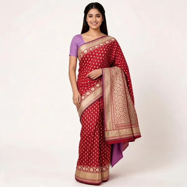 Maroon_Cotton_Silk_Zari_Woven_Banarasi_Saree_For_Women