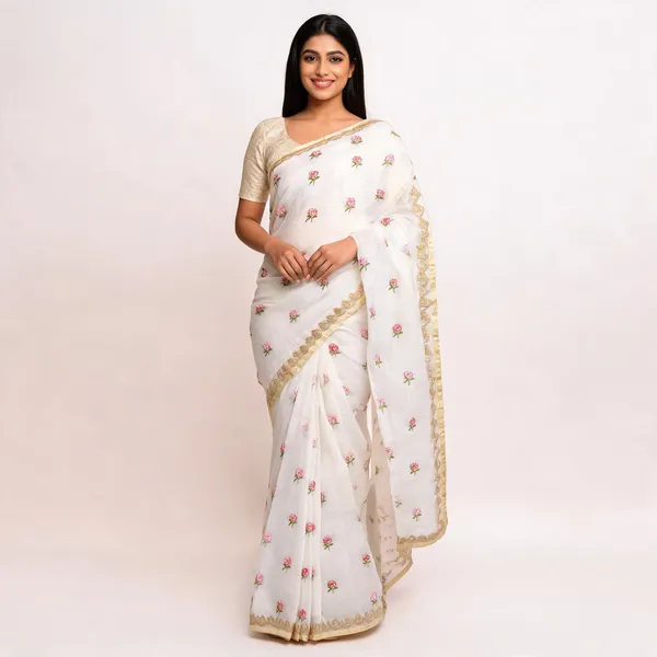 White_Kota_Silk_Floral_Embroidered_Saree_For_Women
