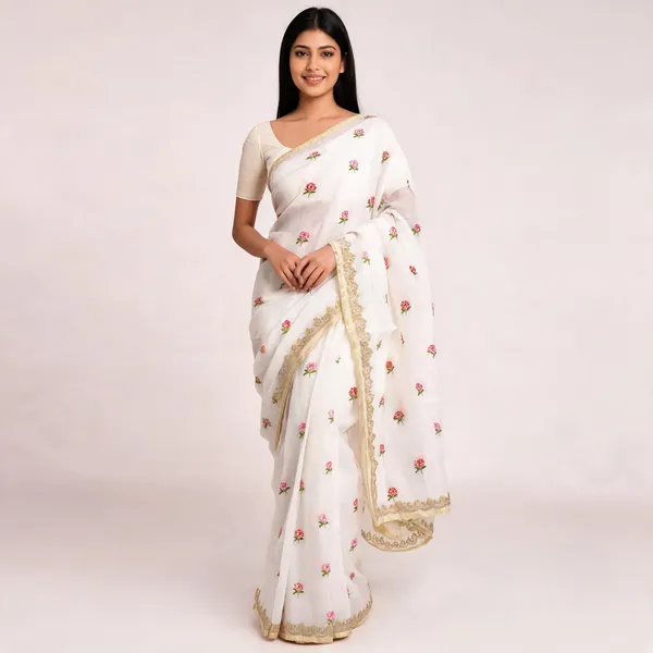 White_Kota_Silk_Floral_Embroidered_Saree_For_Women