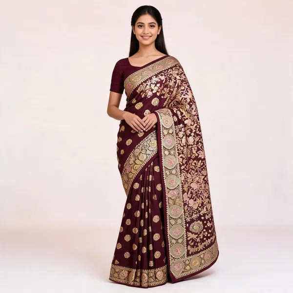 Maroon_Mashru_Silk_Zari_Woven_Floral_Banarasi_Saree_For_Women