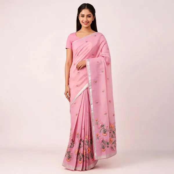 Pink_Kota_Silk_Floral_Embroidered_Silver_Border_Saree_For_Women